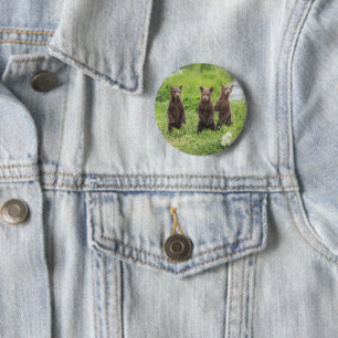 Kutest Baby Animals   Kamchatka Brown Beer Cubs Ronde Button 5,7 Cm