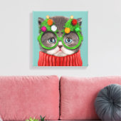 Kutest Baby Animals | Kat-kerstkeuken Canvas Afdruk (Insitu (Woonkamer))
