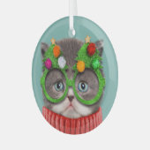 Kutest Baby Animals | Kat-kerstkeuken Glas Ornament (Voorkant links)