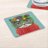 Kutest Baby Animals | Kat-kerstkeuken Kartonnen Onderzetters (Schuin)