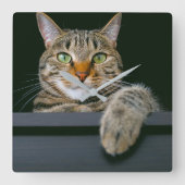 Kutest Baby Animals | Kat met grijze tabletten Vierkante Klok (Voorkant)