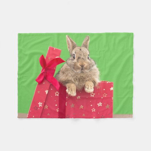 Kutest Baby Animals | Kerstfeestdag Bunny Fleece Deken (Voorkant (Horizontaal))