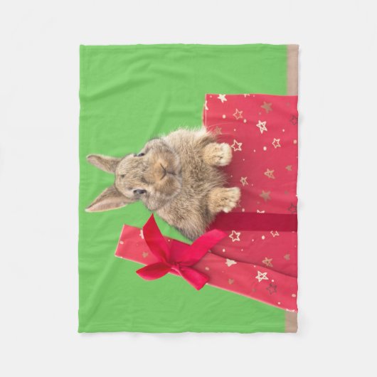Kutest Baby Animals | Kerstfeestdag Bunny Fleece Deken (Voorkant)
