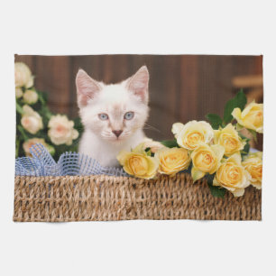 Kutest Baby Animals   Keuken en gele rozen Theedoek