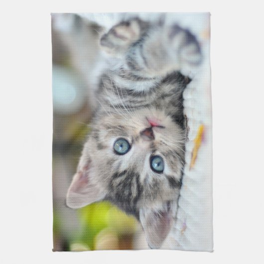 Kutest Baby Animals | Keuken met blauwe ogen Theedoek (Verticaal)