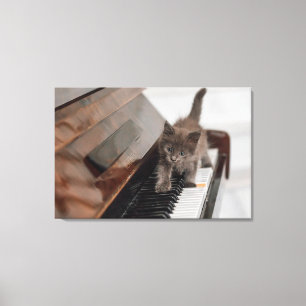 Kutest Baby Animals Keuten op Piano Canvas Afdruk