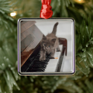 Kutest Baby Animals   Keuten op Piano Metalen Ornament