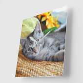 Kutest Baby Animals | Kitten Lounging Vierkante Klok (Hoek)