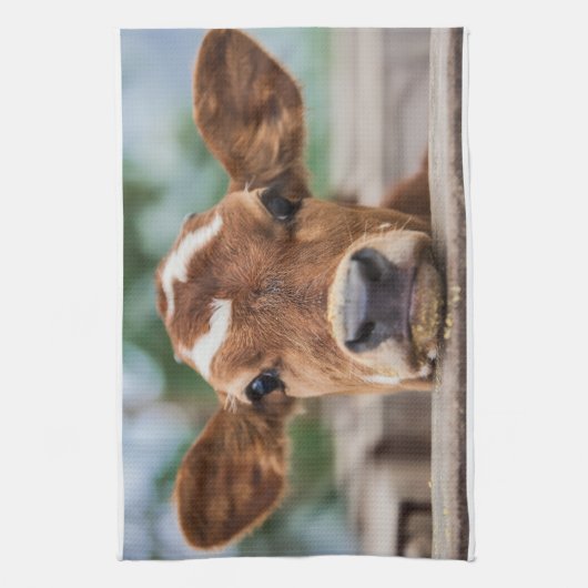 Kutest Baby Animals | Kleine Koe Calf Theedoek (Verticaal)