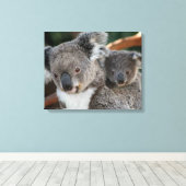 Kutest Baby Animals | Koala en Joey Canvas Afdruk (Insitu (Houten vloer))