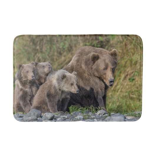 Kutest Baby Animals | Kodiak Mama Beer & Cubs Badmat (Voorkant)