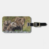 Kutest Baby Animals | Kodiak Mama Beer & Cubs Bagagelabel (Voorkant horizontaal)