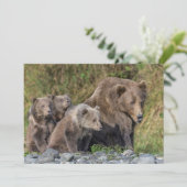 Kutest Baby Animals | Kodiak Mama Beer & Cubs Bedankkaart (Staand voorkant)