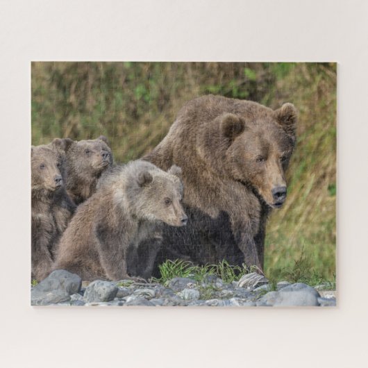 Kutest Baby Animals | Kodiak Mama Beer & Cubs Legpuzzel (Horizontaal)