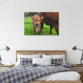 Kutest Baby Animals | Koe en kalf Canvas Afdruk (Insitu (Slaapkamer))
