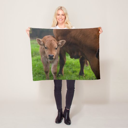 Kutest Baby Animals | Koe en kalf Fleece Deken (In situ)