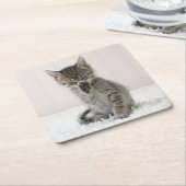 Kutest Baby Animals | Licking Tabby Kitten Kartonnen Onderzetters (Schuin)