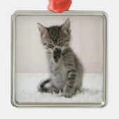 Kutest Baby Animals | Licking Tabby Kitten Metalen Ornament (Voorkant)