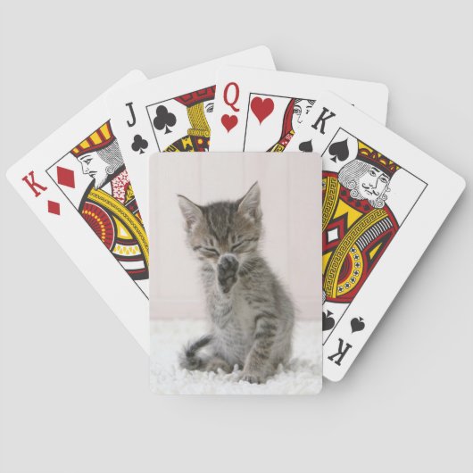 Kutest Baby Animals | Licking Tabby Kitten Pokerkaarten (Achterkant)