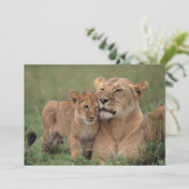 Kutest Baby Animals | Lion Cub en moeder Bedankkaart (Staand voorkant)