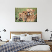Kutest Baby Animals | Lion Cub en moeder Canvas Afdruk (Insitu (Slaapkamer))