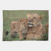 Kutest Baby Animals | Lion Cub en moeder Theedoek (Horizontaal)