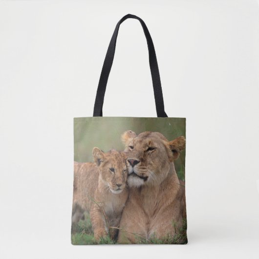 Kutest Baby Animals | Lion Cub en moeder Tote Bag (Voorkant)