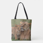 Kutest Baby Animals | Lion Cub en moeder Tote Bag (Achterkant)