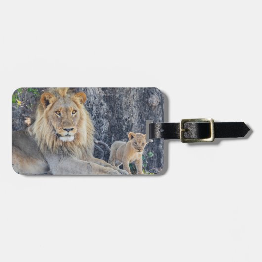 Kutest Baby Animals | Lion Dad & Cub Bagagelabel (Voorkant horizontaal)