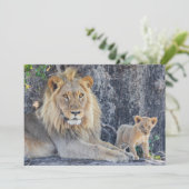 Kutest Baby Animals | Lion Dad & Cub Bedankkaart (Staand voorkant)