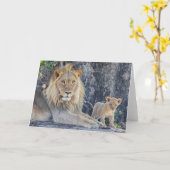 Kutest Baby Animals | Lion Dad & Cub Kaart (Gele Bloem)