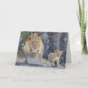 Kutest Baby Animals   Lion Dad & Cub Kaart