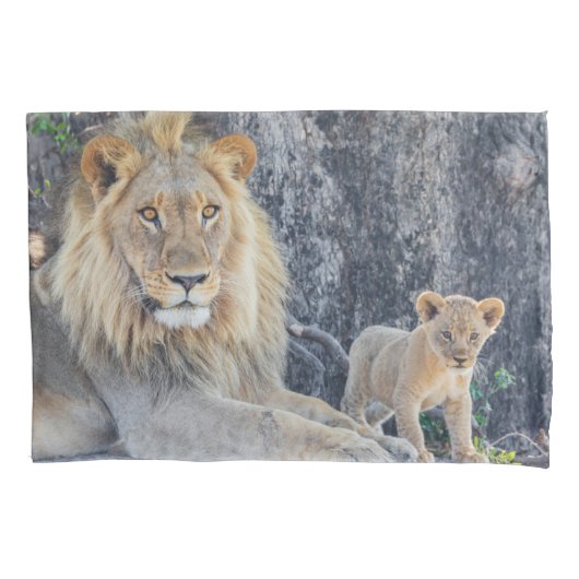 Kutest Baby Animals | Lion Dad & Cub Kussensloop (Voorkant)