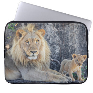 Kutest Baby Animals   Lion Dad & Cub Laptop Sleeve