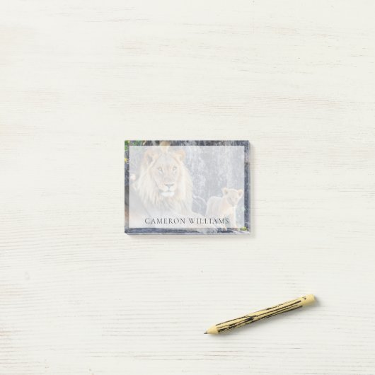 Kutest Baby Animals | Lion Dad & Cub Post-it® Notes (Op bureau)