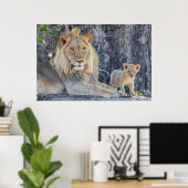 Kutest Baby Animals | Lion Dad & Cub Poster (Thuiskantoor)