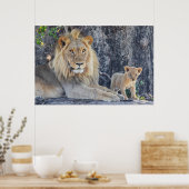 Kutest Baby Animals | Lion Dad & Cub Poster (Keuken)