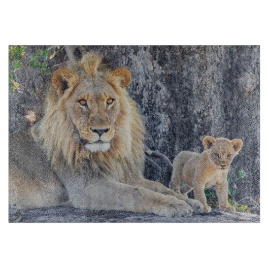 Kutest Baby Animals | Lion Dad & Cub Snijplank (Voorkant)