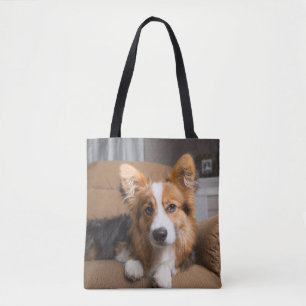 Kutest Baby Animals Long Hair Corgi Puppy Tote Bag