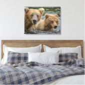 Kutest Baby Animals | Mama Beer en haar kubussen Canvas Afdruk (Insitu (Slaapkamer))