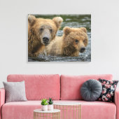 Kutest Baby Animals | Mama Beer en haar kubussen Canvas Afdruk (Insitu (Woonkamer))