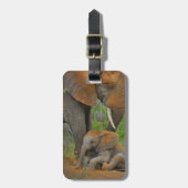 Kutest Baby Animals | Mama Elephant & Baby Bagagelabel (Voorkant verticaal)