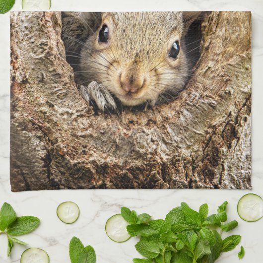 Kutest Baby Animals | Merkwaardige Baby eekhoorns Theedoek (Gevouwen)