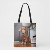 Kutest Baby Animals | Mini Dachshund Puppy Tote Bag (Voorkant)