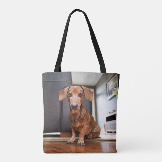 Kutest Baby Animals | Mini Dachshund Puppy Tote Bag (Achterkant)