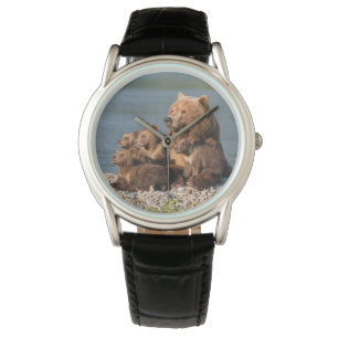 Kutest Baby Animals Moeder Beer en kubussen Horloge
