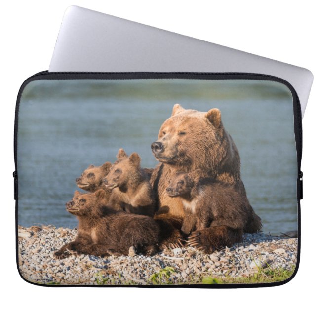 Kutest Baby Animals | Moeder Beer en kubussen Laptop Sleeve (Voorkant)