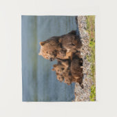 Kutest Baby Animals | Moeder Beer en kubussen Wandkleed (Voorkant)