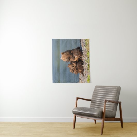 Kutest Baby Animals | Moeder Beer en kubussen Wandkleed (In situ)