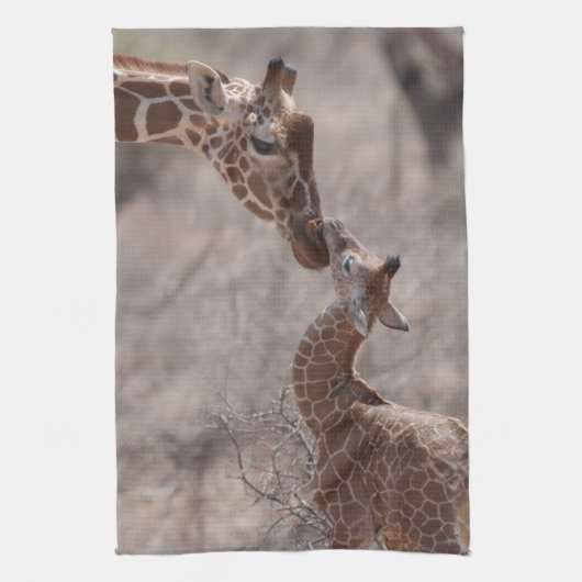 Kutest Baby Animals | Moeder en Baby Giraffe Theedoek (Verticaal)
